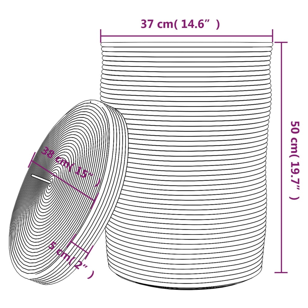 Storage Basket with Lid Black and Beige Ø37x50 cm Cotton