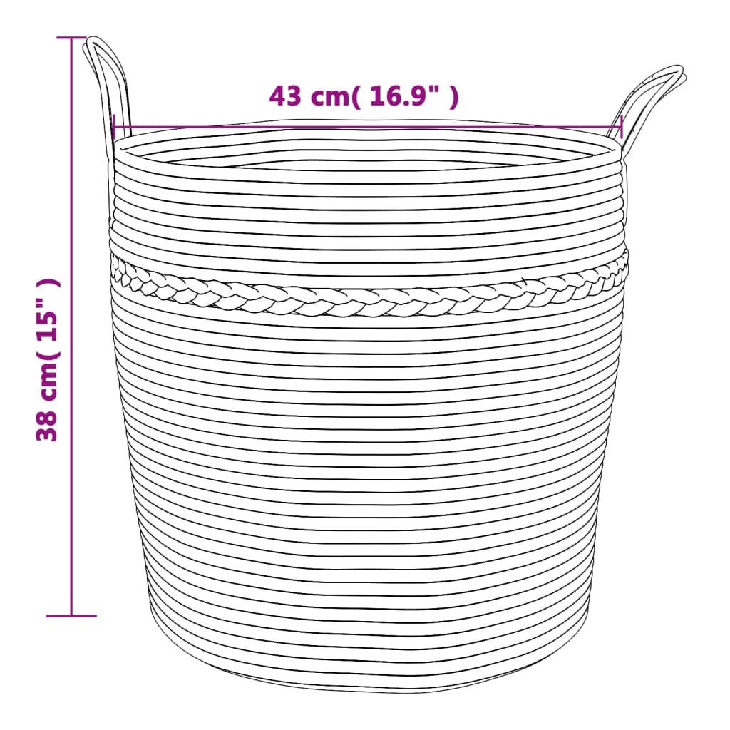 Storage Basket Grey and White Ø43x38 cm Cotton