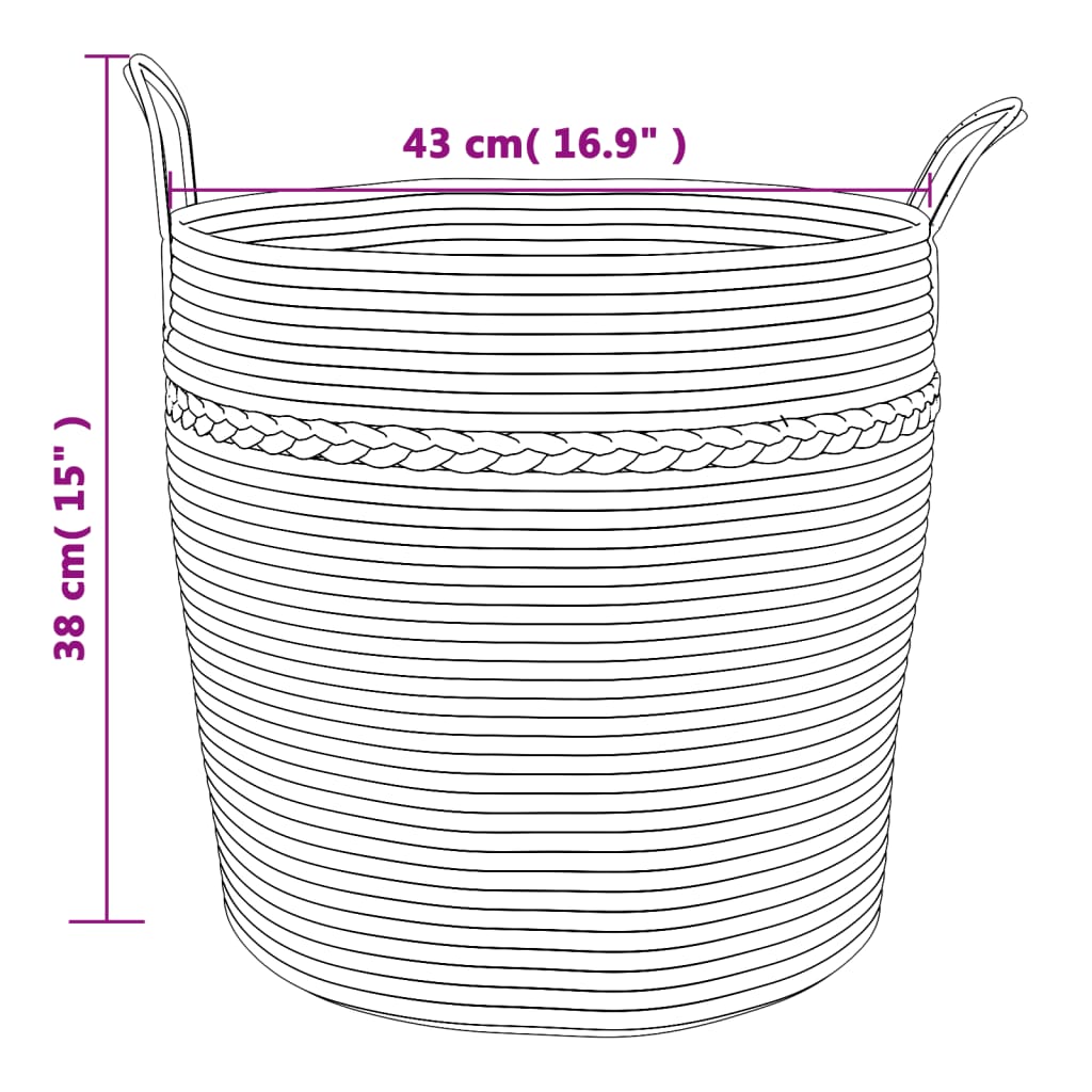 Storage Basket Beige and White Ø43x38 cm Cotton