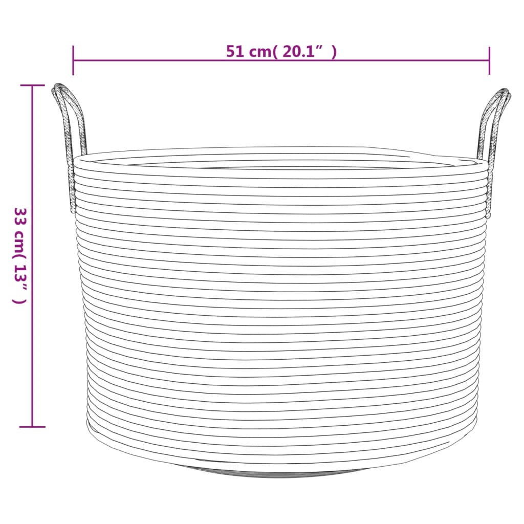 Storage Basket Brown and White Ø51x33 cm Cotton
