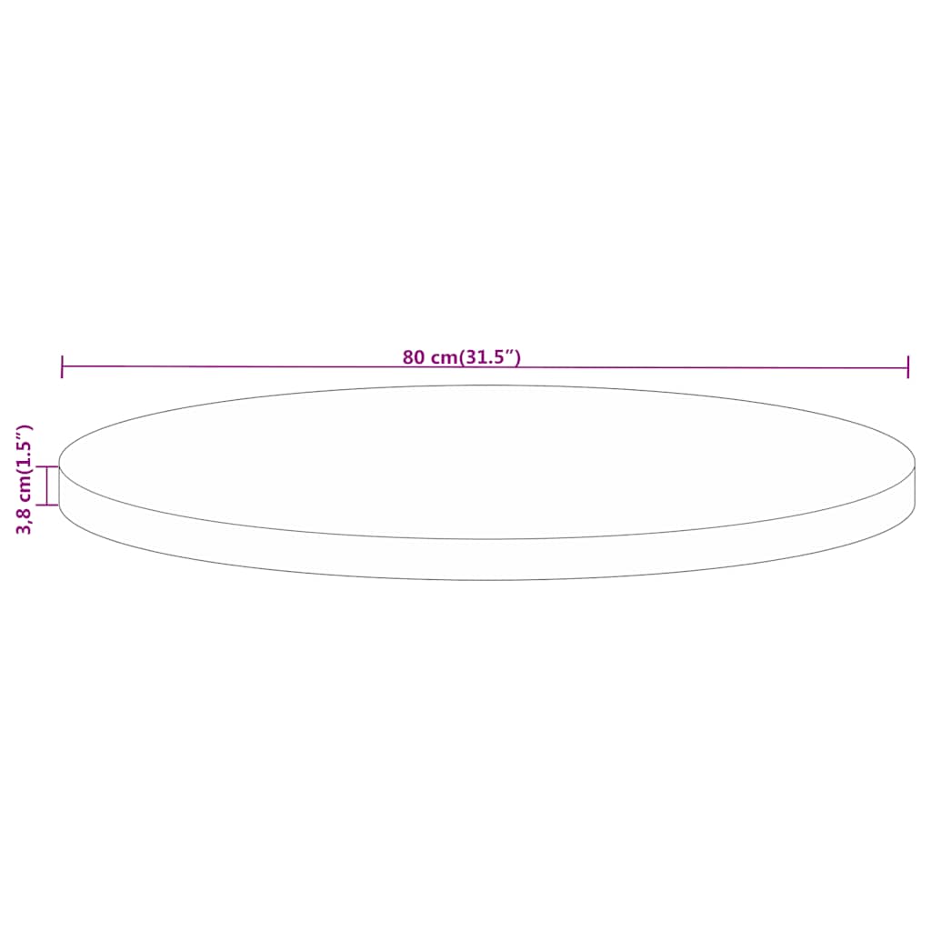Table Top Ø 80x3.8 cm Round Solid Wood Rough Mango