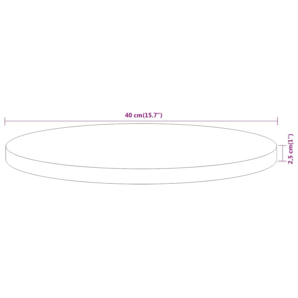 Table Top Ø40x2,5 cm Round Solid Wood Acacia