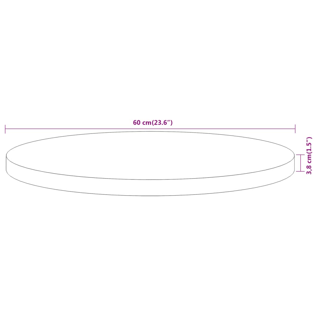 Table Top Ø60x3.8 cm Round Solid Wood Acacia