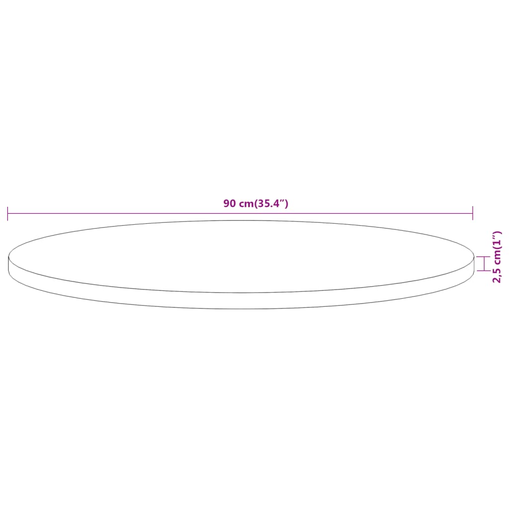 Table Top Ø90x2.5 cm Round Solid Wood Acacia