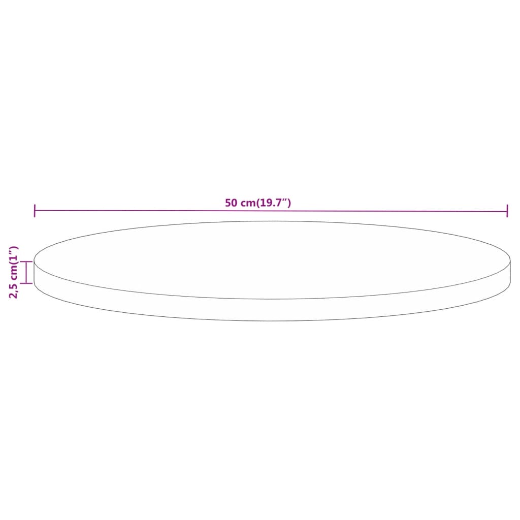 Table Top Ø 50x2,5 cm Round Solid Wood Mango