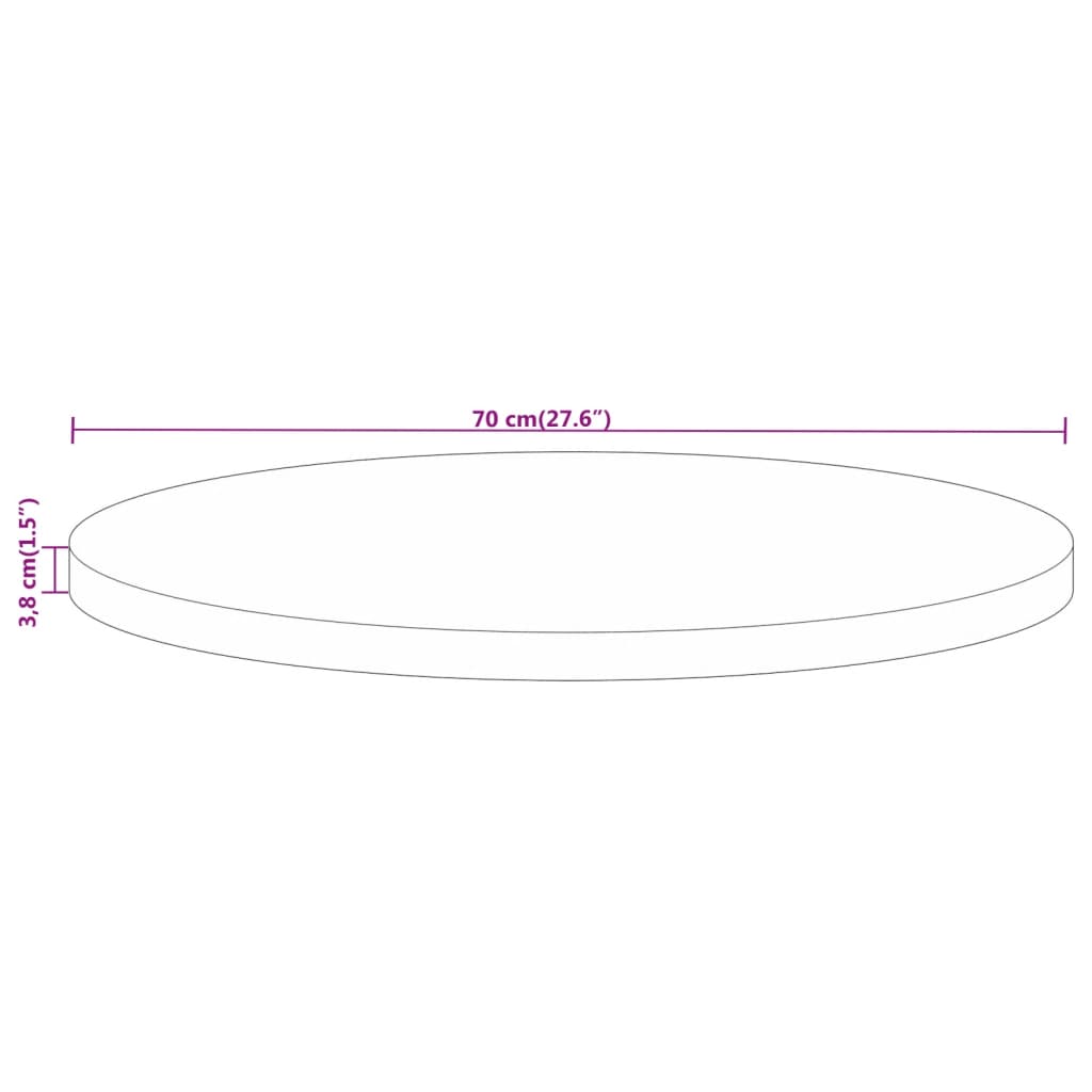 Table Top Ø 70x3,8 cm Round Solid Wood Mango