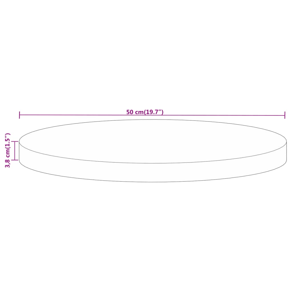 Table Top Ø 50x3,8 cm Round Solid Wood Mango