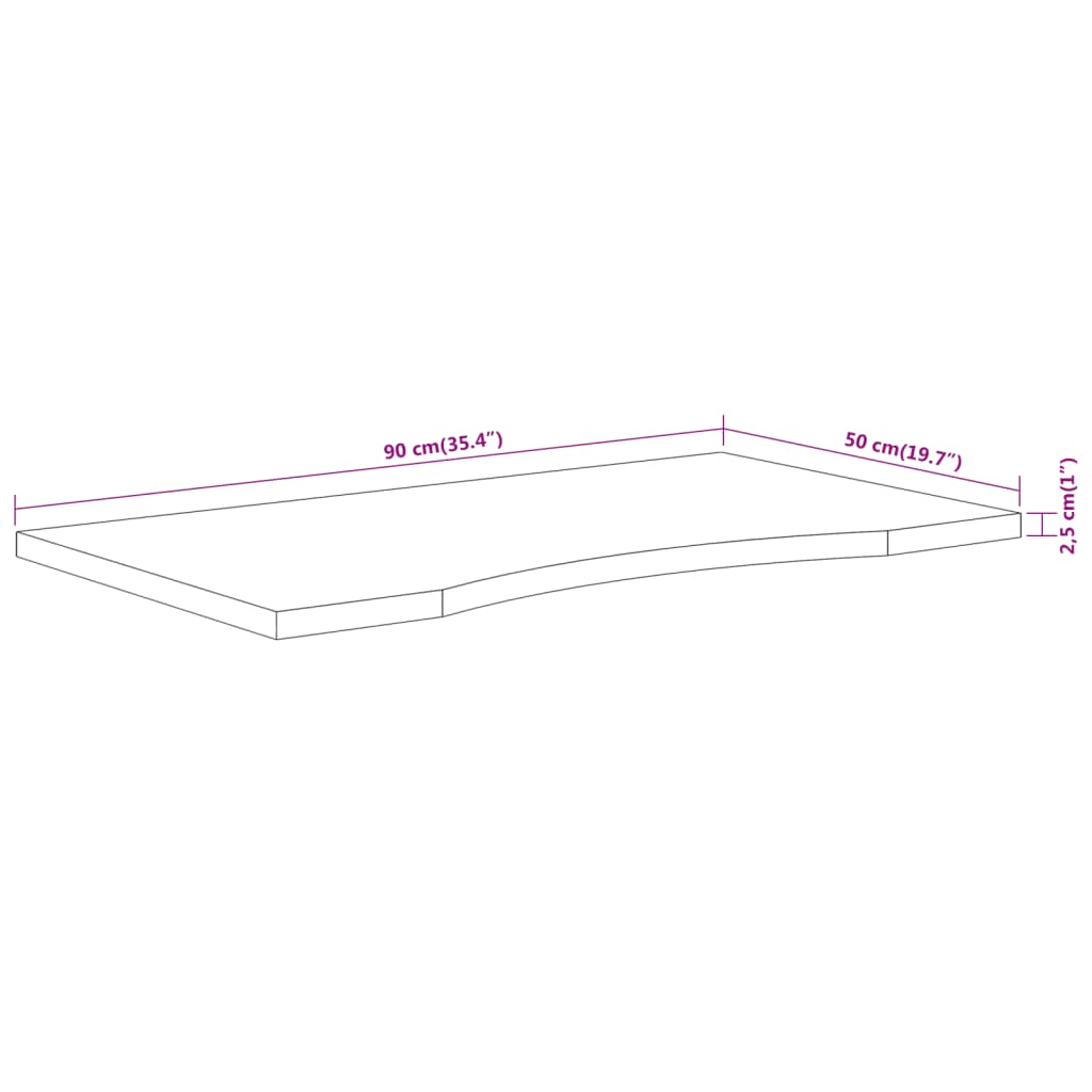 Desk Top 90x50x2,5 cm Rectangular Solid Wood Acacia