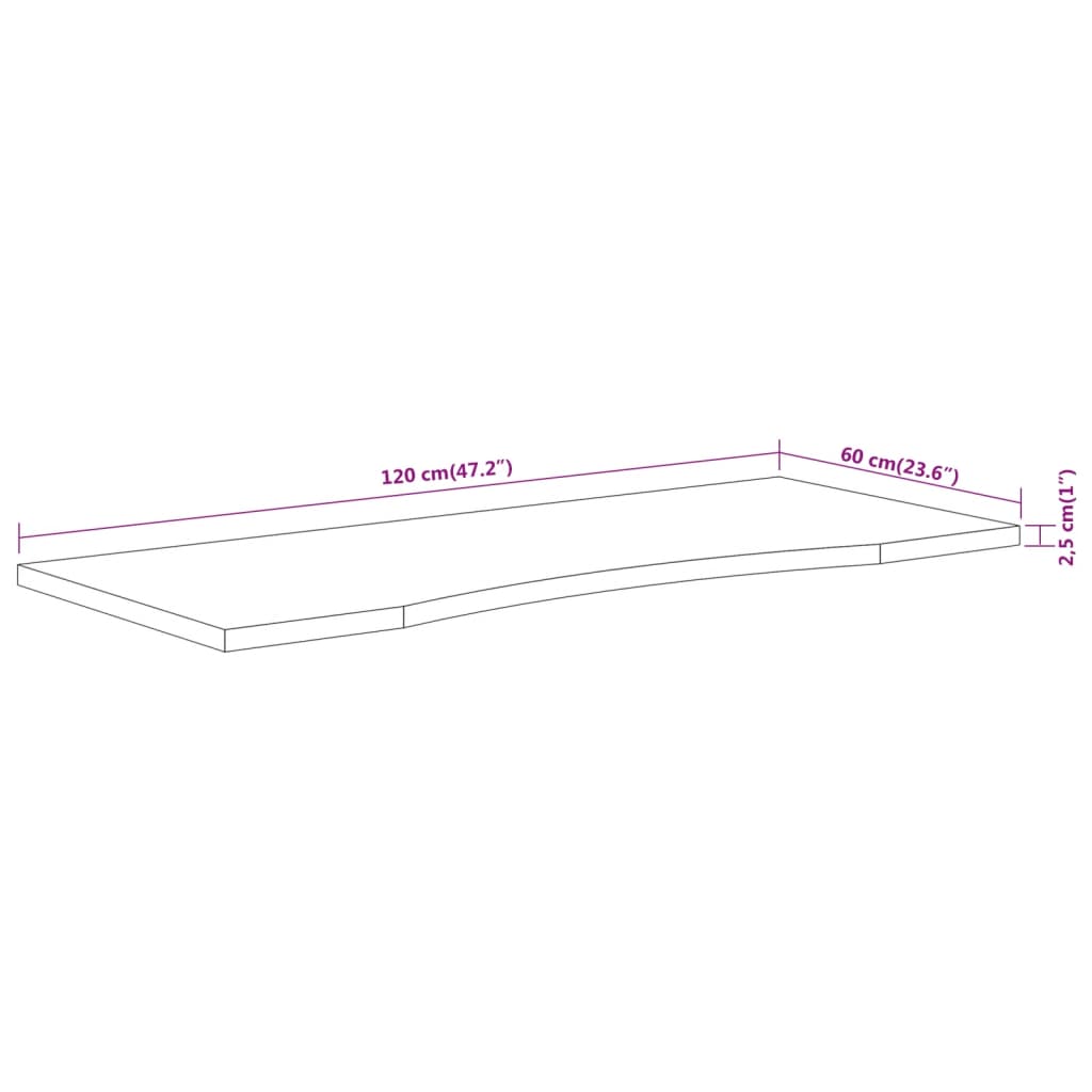 Desk Top 120x60x2,5 cm Rectangular Solid Wood Acacia