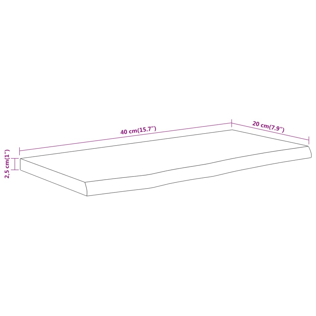 Wall Shelf 40x20x2,5 cm Rectangular Solid Wood Acacia Live Edge