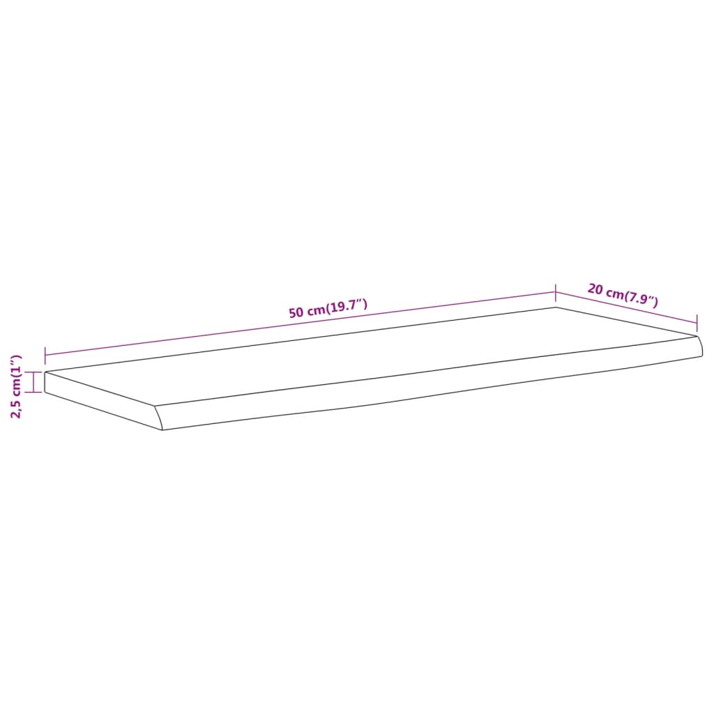 Wall Shelf 50x20x2,5 cm Rectangular Solid Wood Acacia Live Edge