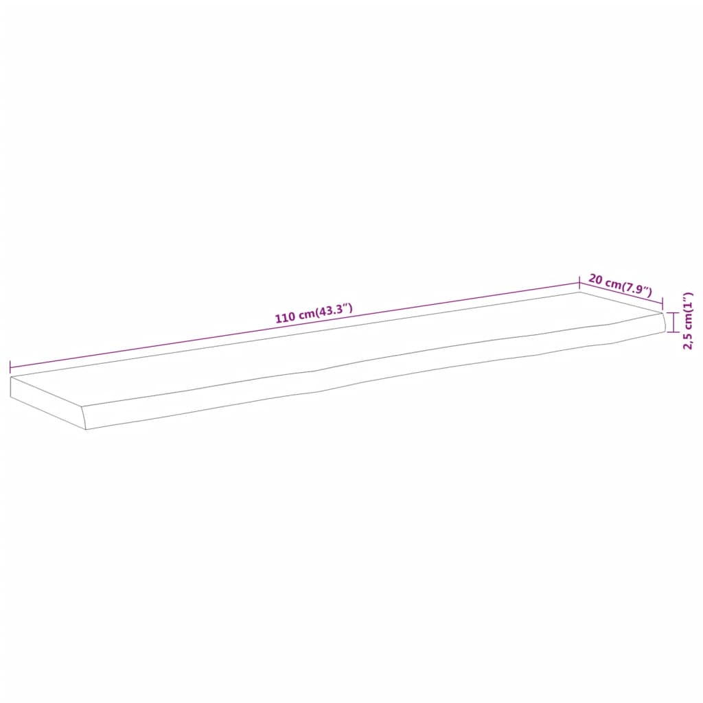 Wall Shelf 110x20x2,5 cm Rectangular Solid Wood Acacia Live Edge
