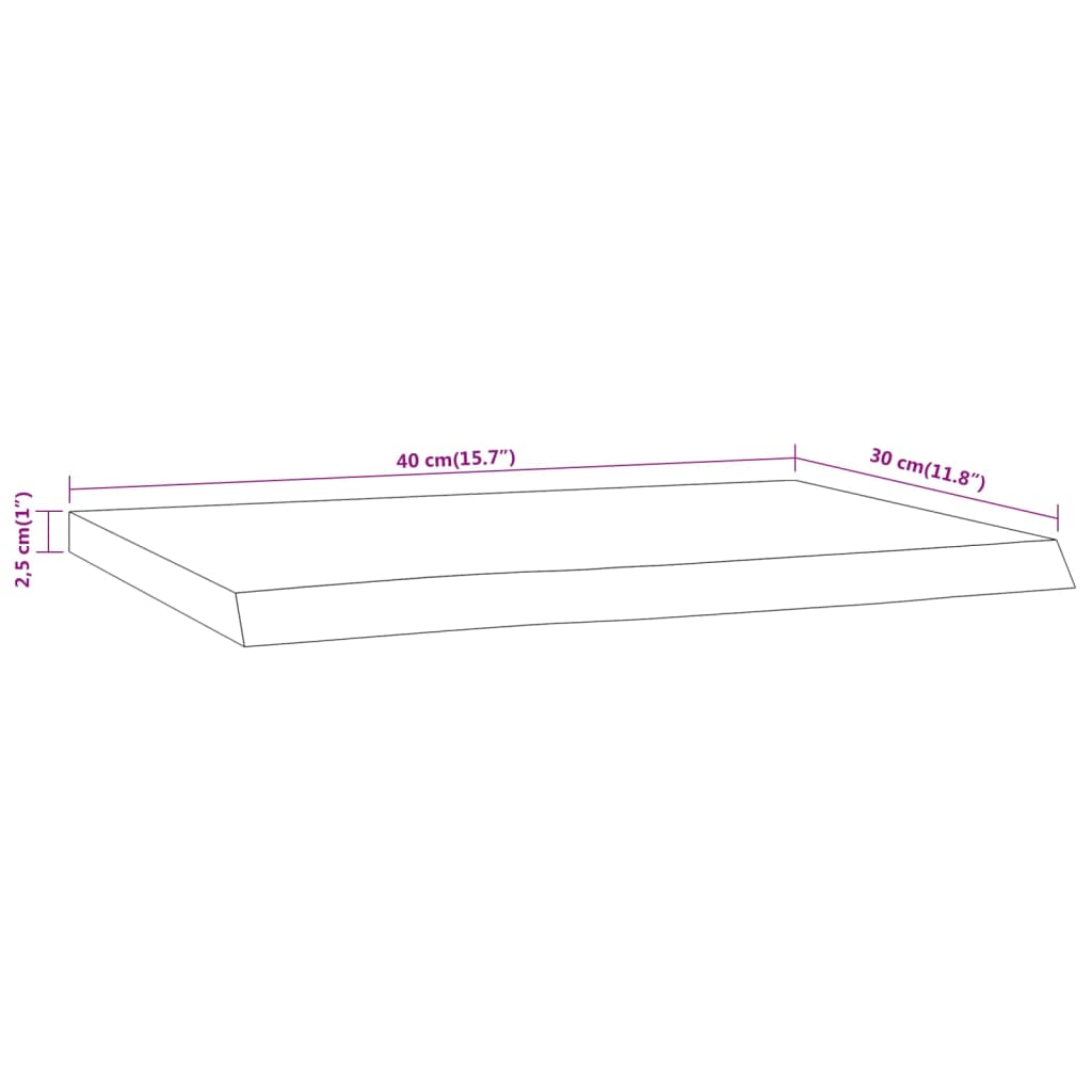Wall Shelf 40x30x2,5 cm Rectangular Solid Wood Acacia Live Edge