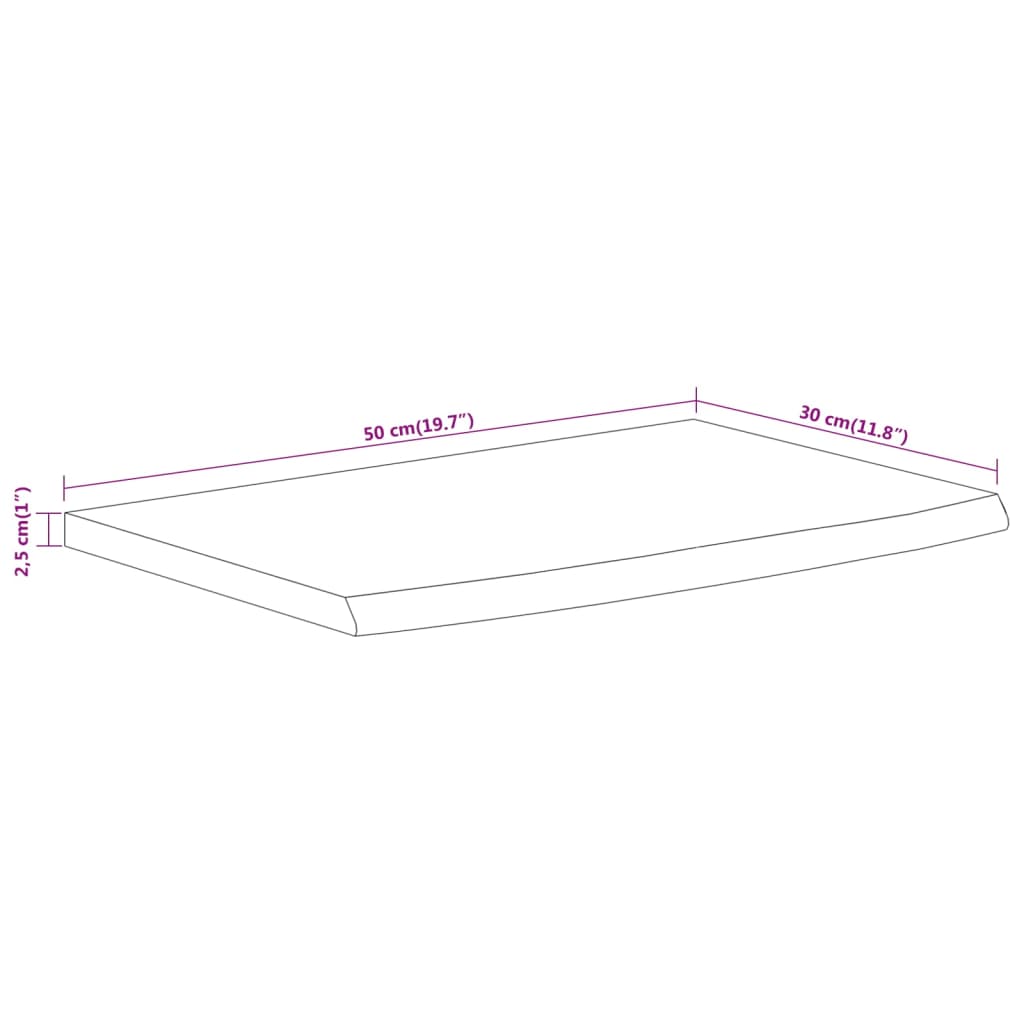 Wall Shelf 50x30x2,5 cm Rectangular Solid Wood Acacia Live Edge