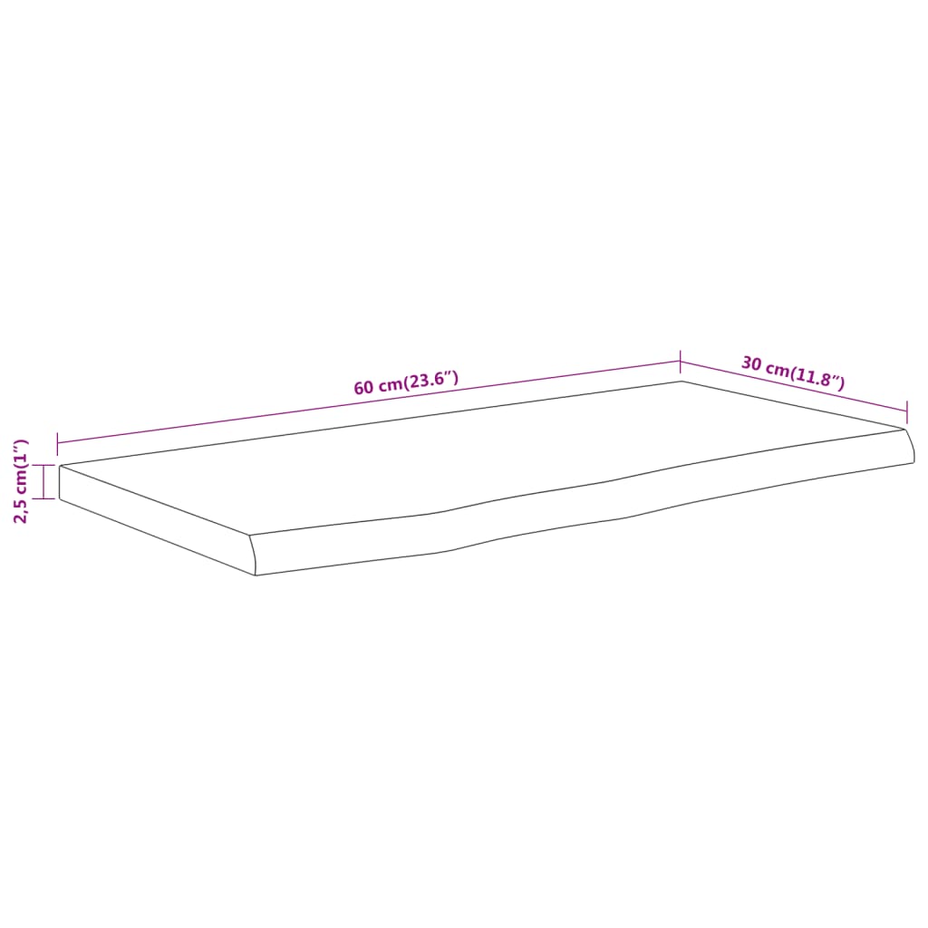 Wall Shelf 60x30x2,5 cm Rectangular Solid Wood Acacia Live Edge
