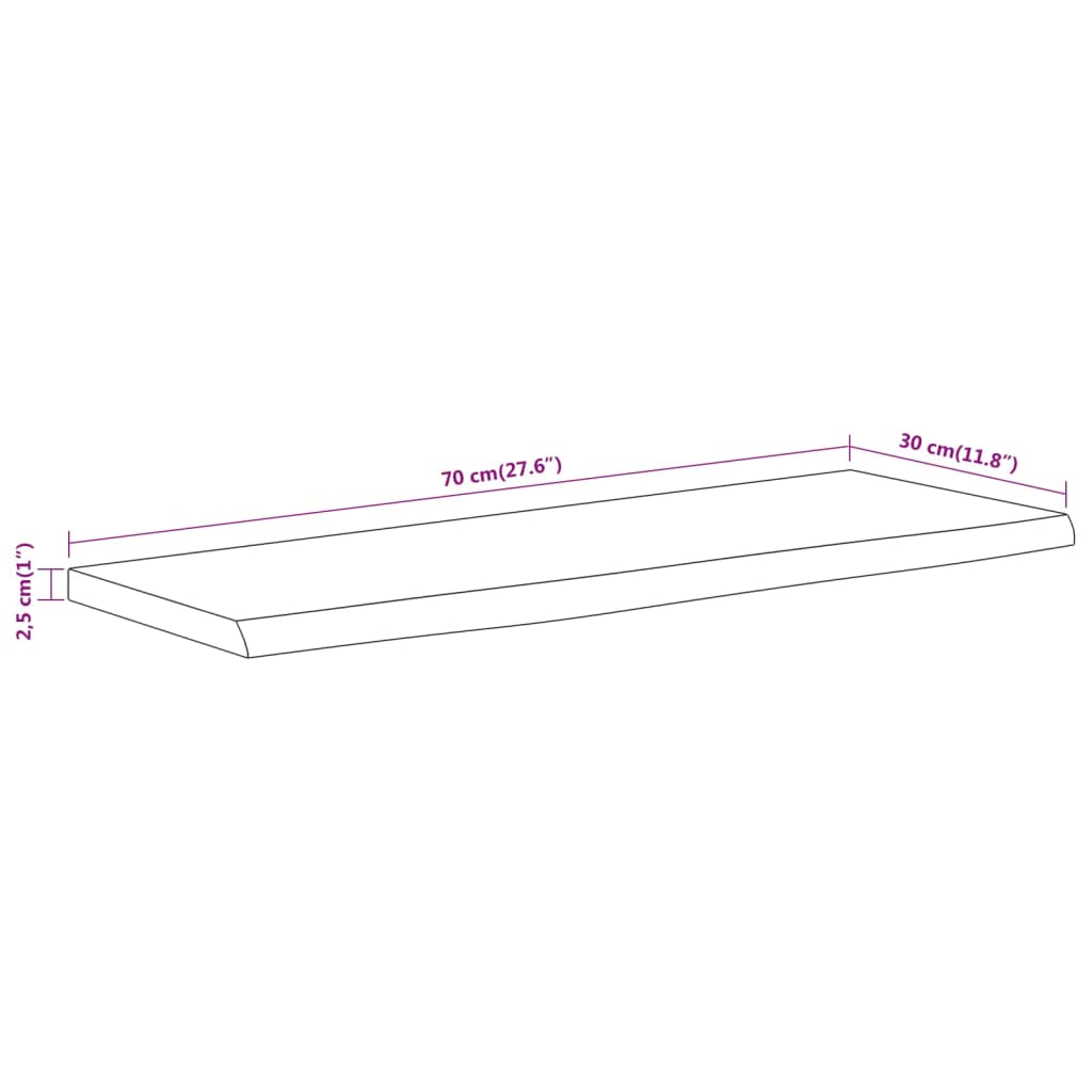 Wall Shelf 70x30x2,5 cm Rectangular Solid Wood Acacia Live Edge