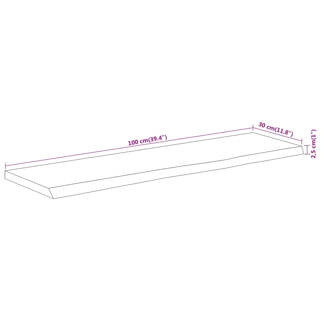 Wall Shelf 100x30x2,5 cm Rectangular Solid Wood Acacia Live Edge