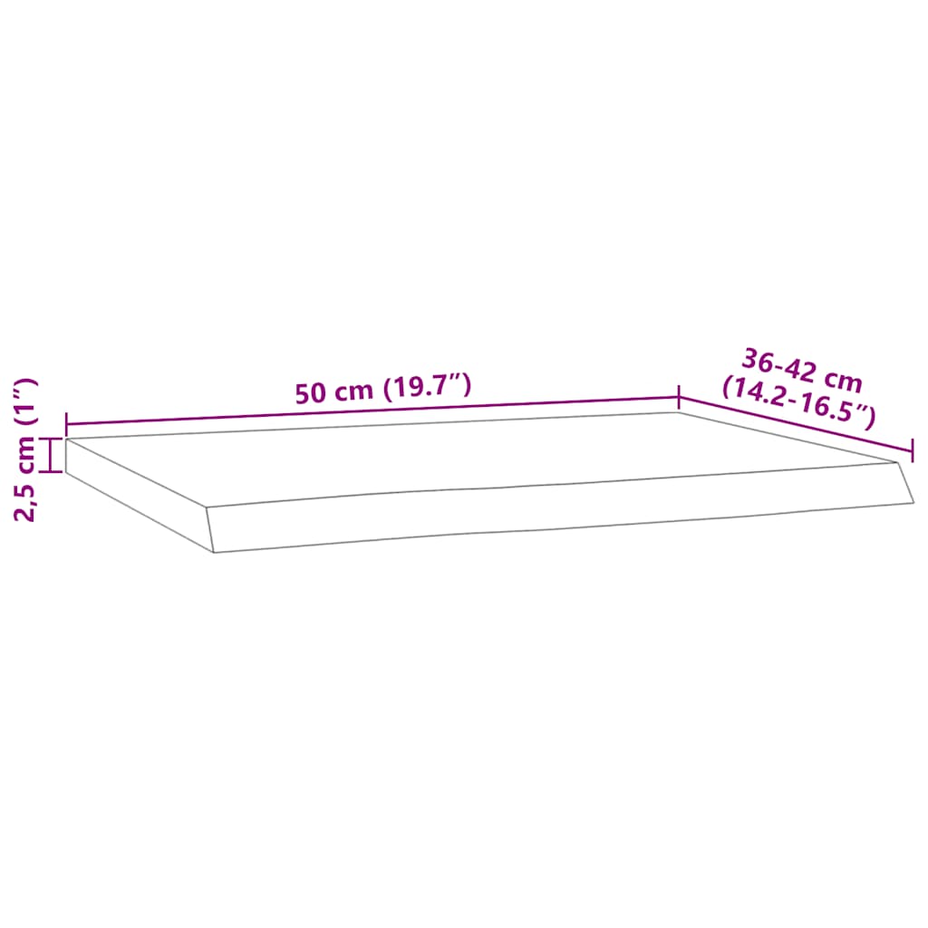 Wall Shelf 50x40x2,5 cm Rectangular Solid Wood Acacia Live Edge