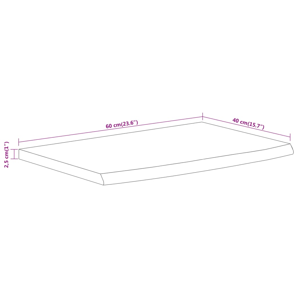 Wall Shelf 60x40x2,5 cm Rectangular Solid Wood Acacia Live Edge