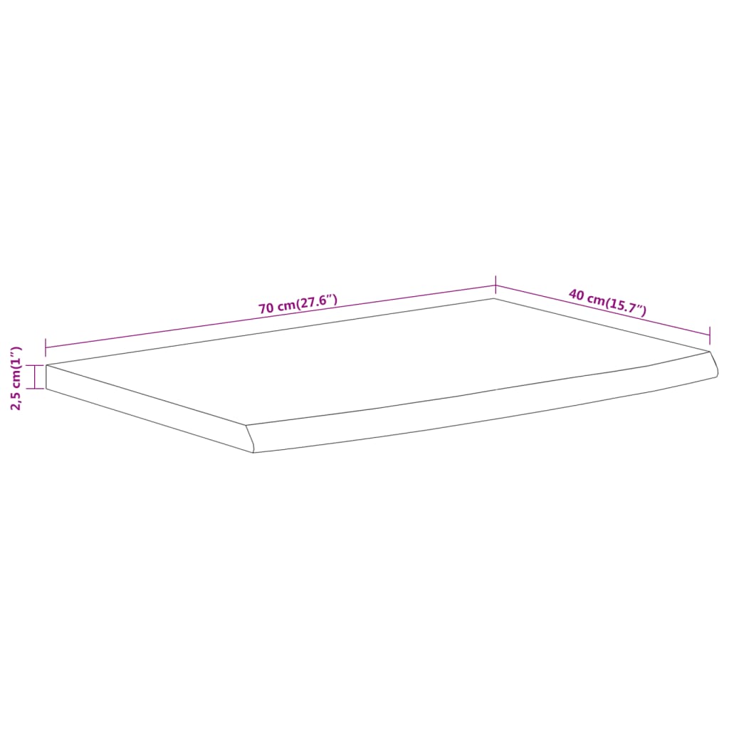 Wall Shelf 70x40x2,5 cm Rectangular Solid Wood Acacia Live Edge