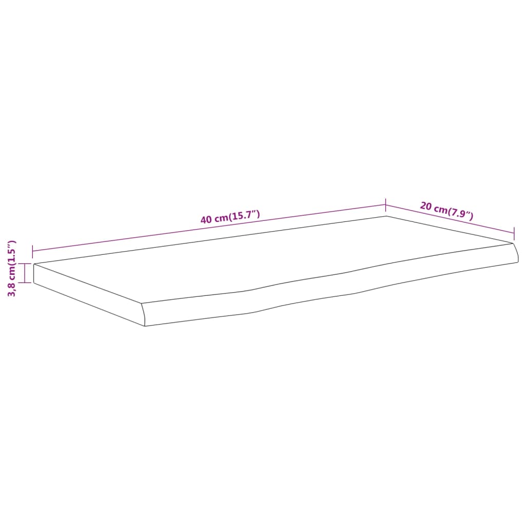 Wall Shelf 40x20x3,8 cm Rectangular Solid Wood Acacia Live Edge