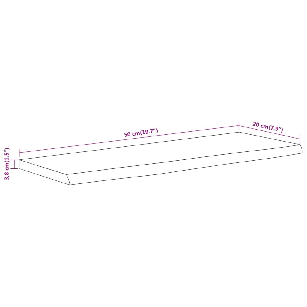 Wall Shelf 50x20x3,8 cm Rectangular Solid Wood Acacia Live Edge