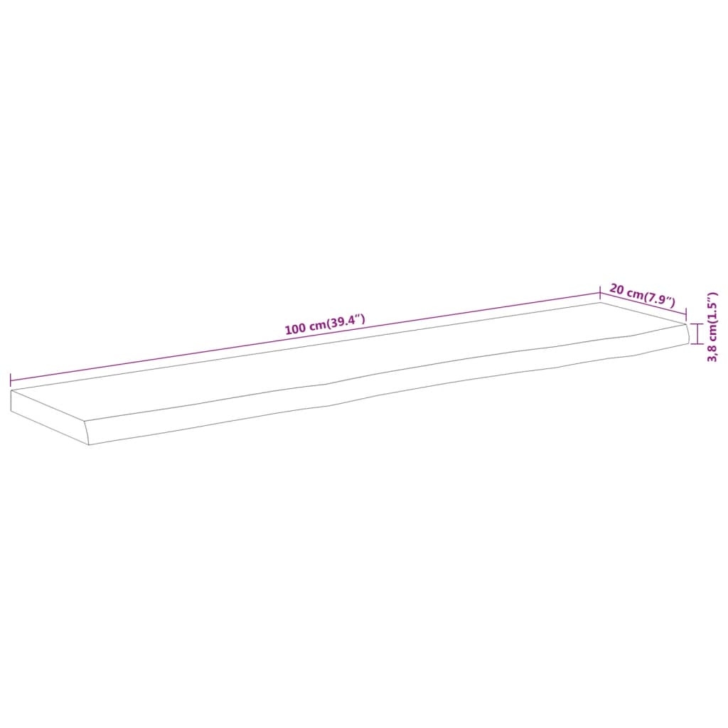 Wall Shelf 100x20x3,8 cm Rectangular Solid Wood Acacia Live Edge