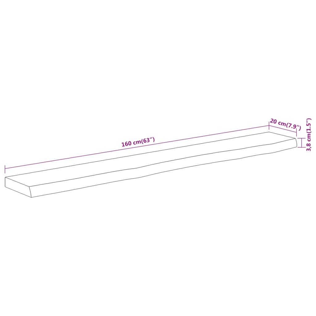 Wall Shelf 160x20x3,8 cm Rectangular Solid Wood Acacia Live Edge