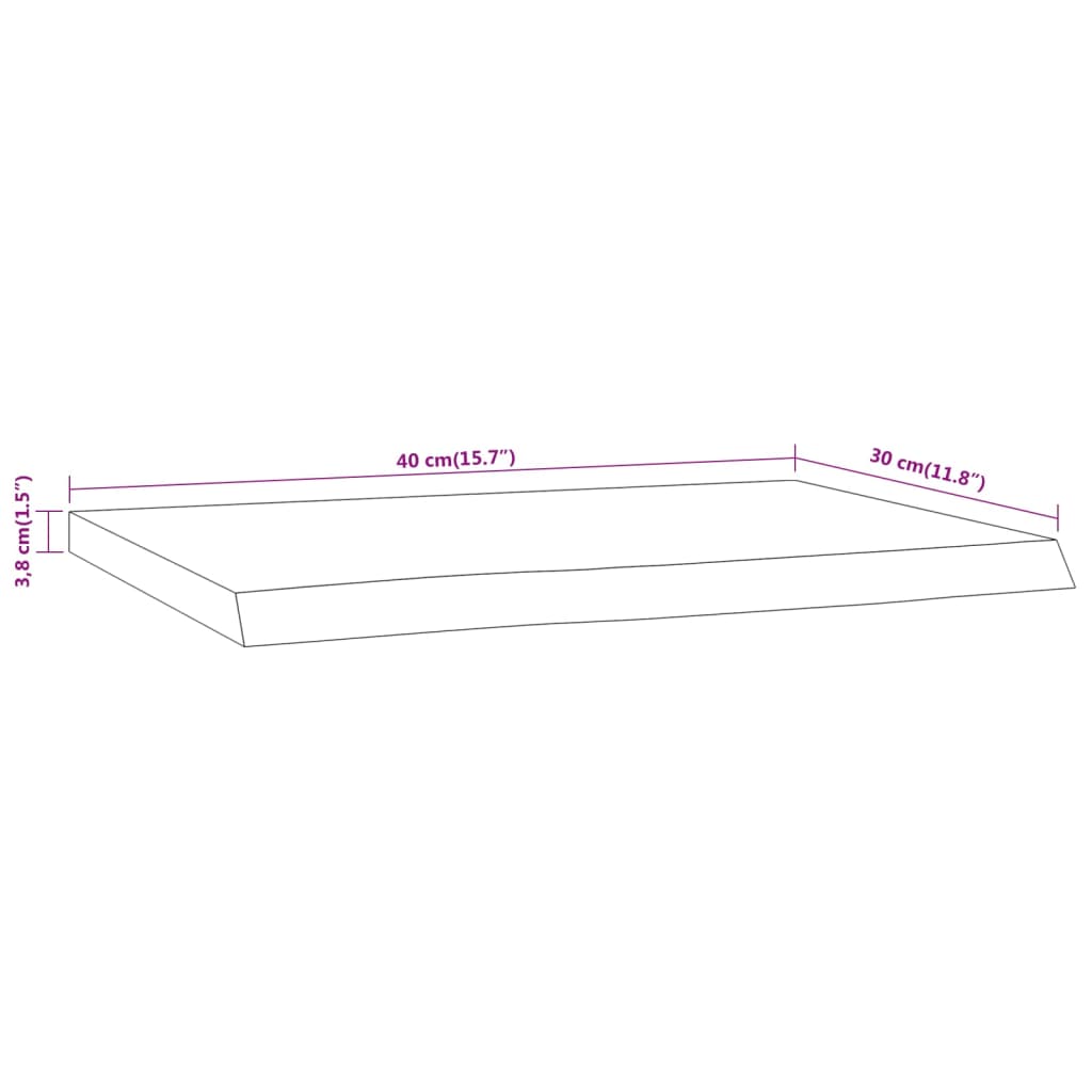 Wall Shelf 40x30x3,8 cm Rectangular Solid Wood Acacia Live Edge