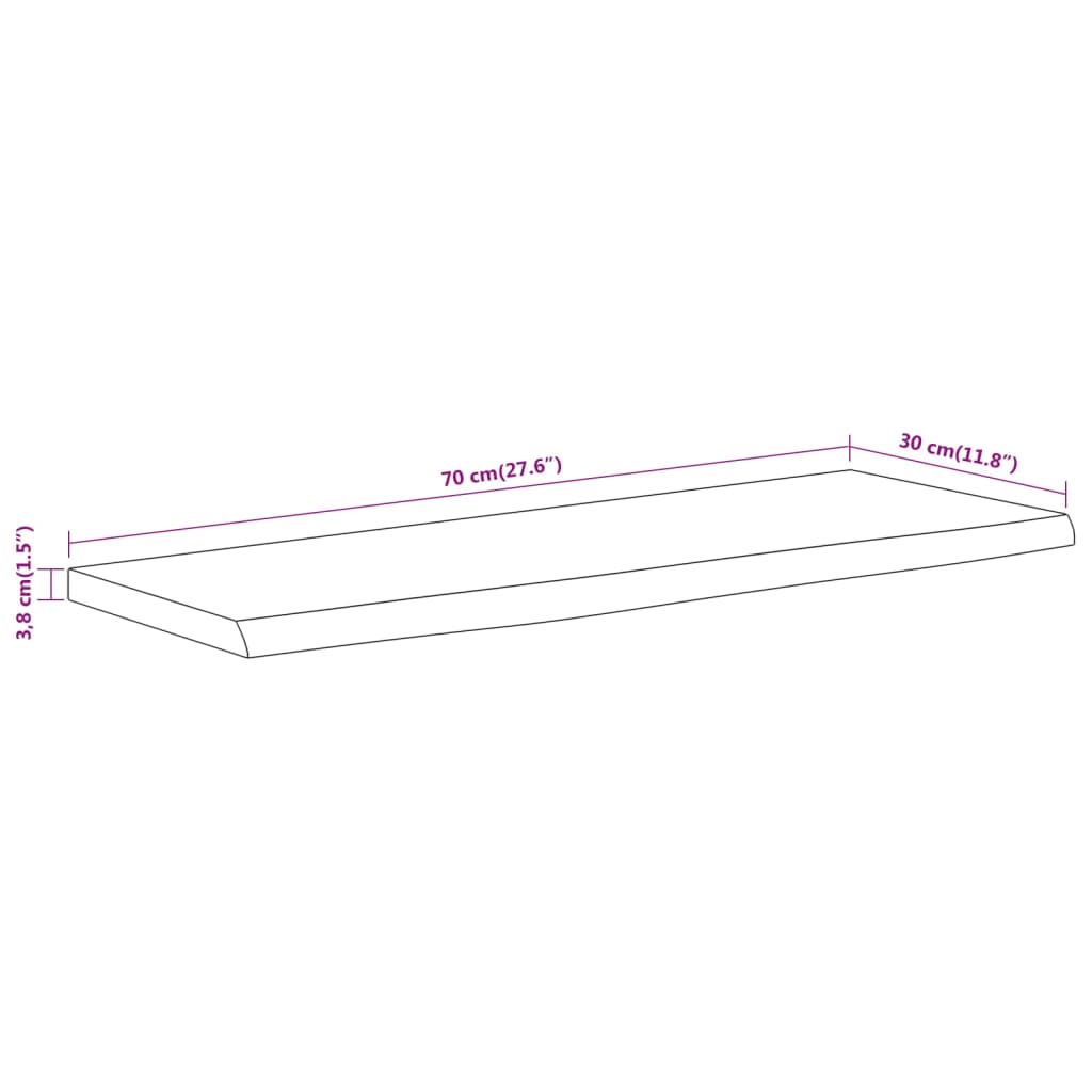 Wall Shelf 70x30x3,8 cm Rectangular Solid Wood Acacia Live Edge