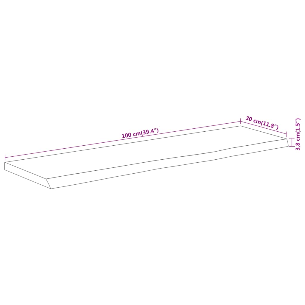 Wall Shelf 100x30x3,8 cm Rectangular Solid Wood Acacia Live Edge