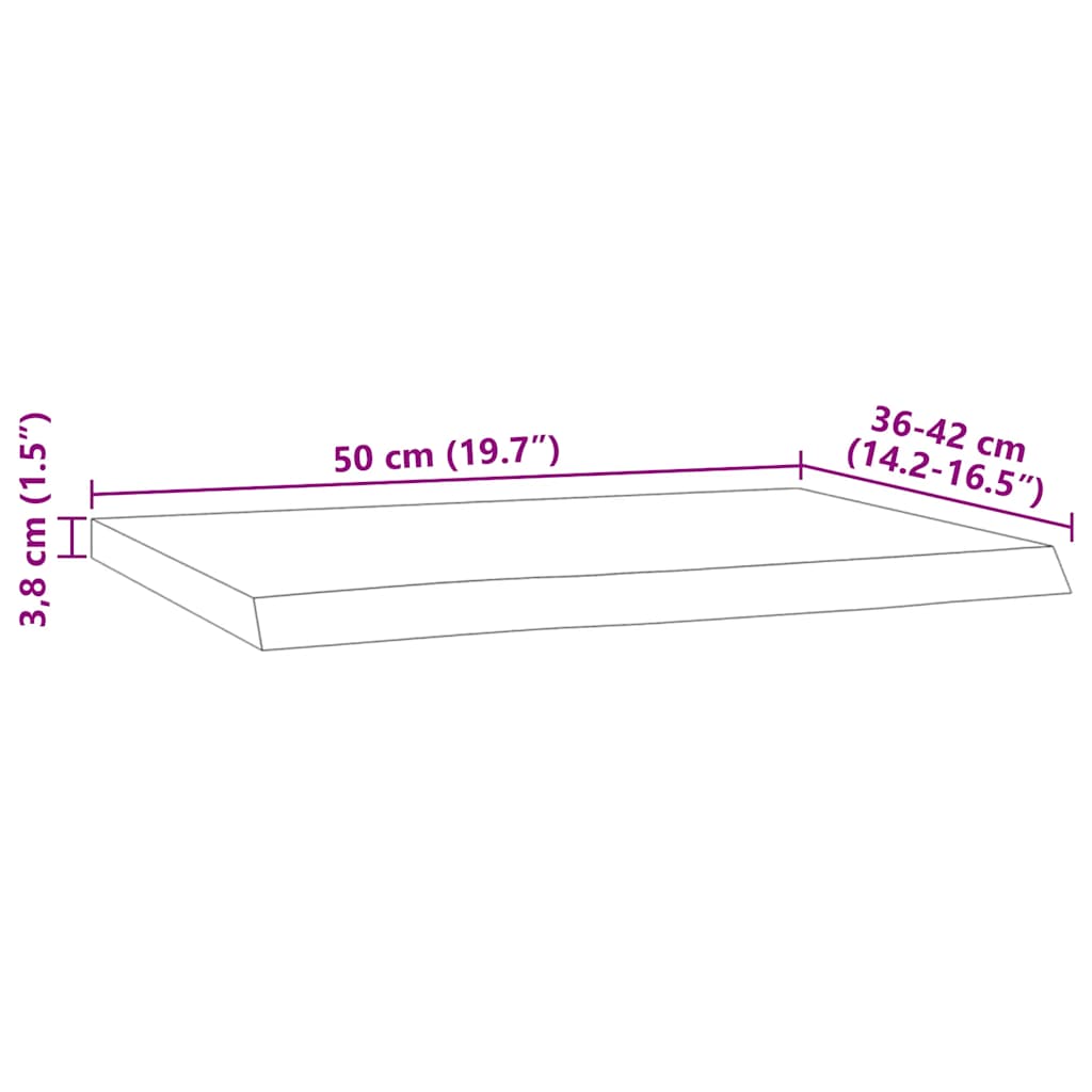 Wall Shelf 50x40x3,8 cm Rectangular Solid Wood Acacia Live Edge