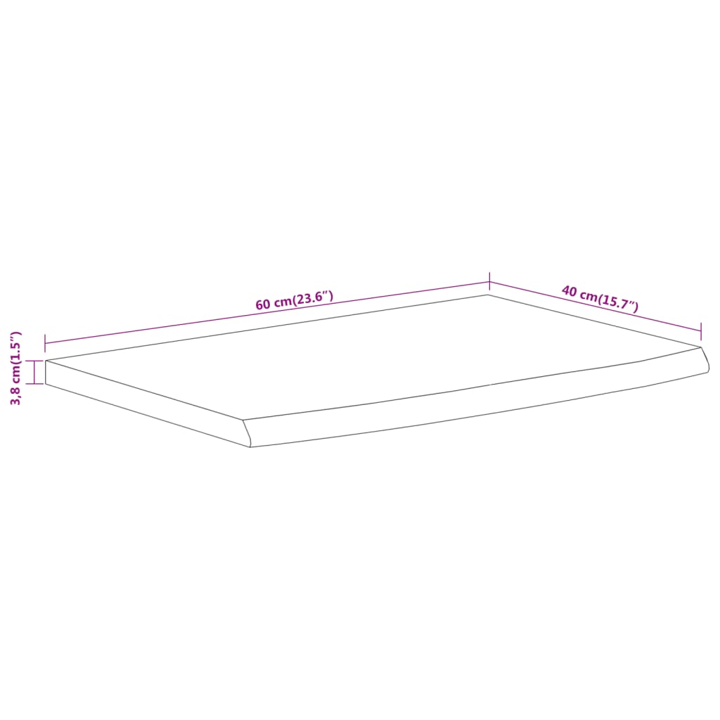 Wall Shelf 60x40x3,8 cm Rectangular Solid Wood Acacia Live Edge