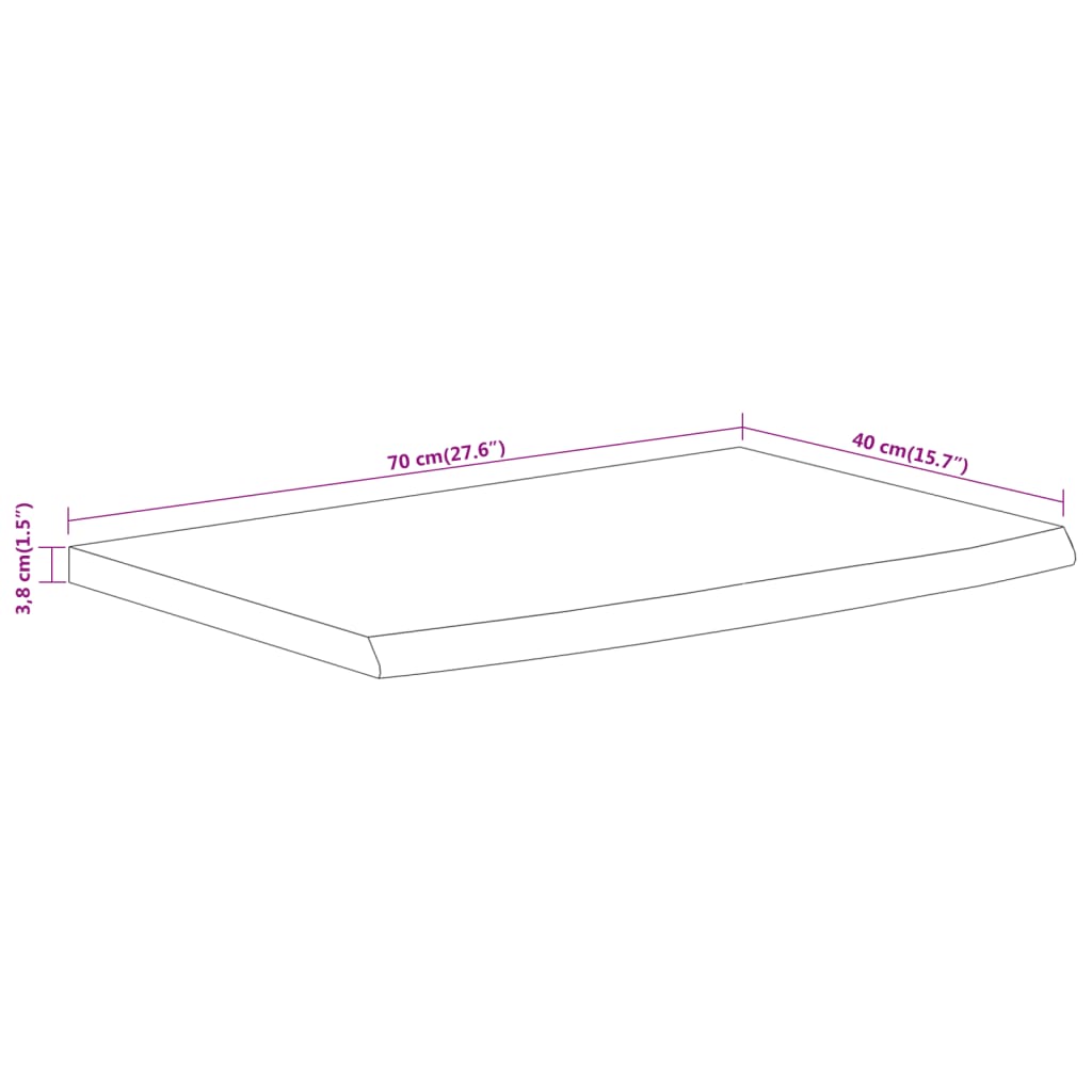 Wall Shelf 70x40x3,8 cm Rectangular Solid Wood Acacia Live Edge