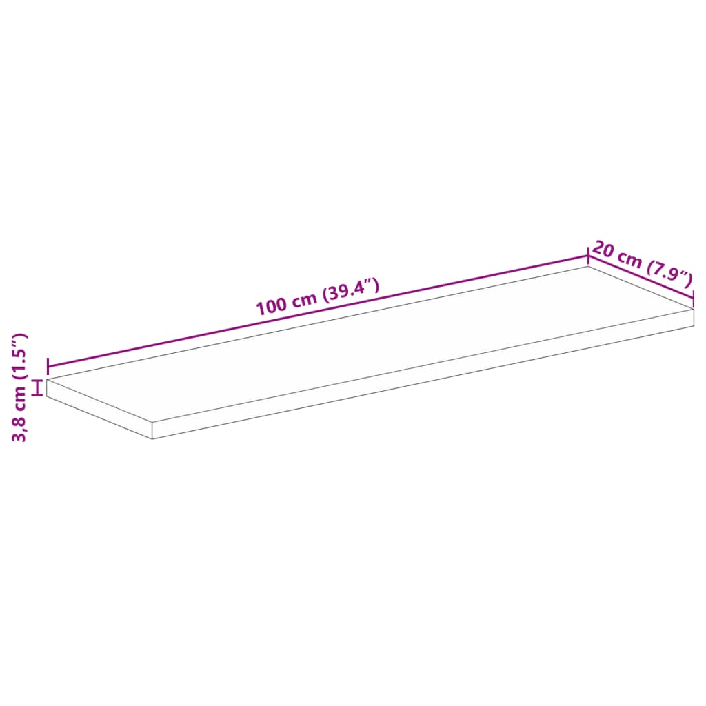 Table Top 100x20x3,8 cm Rectangular Solid Wood Acacia