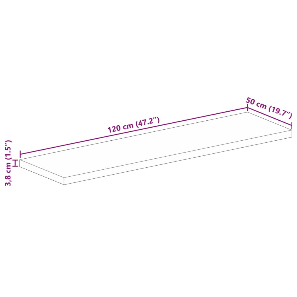 Table Top 120x50x3.8 cm Rectangular Solid Wood Acacia