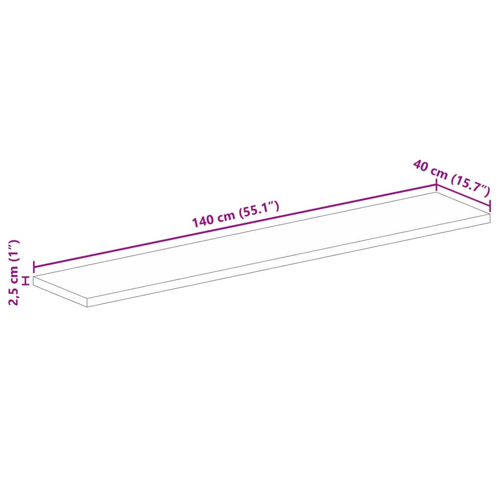 Table Top 140x40x2,5 cm Rectangular Solid Wood Reclaimed