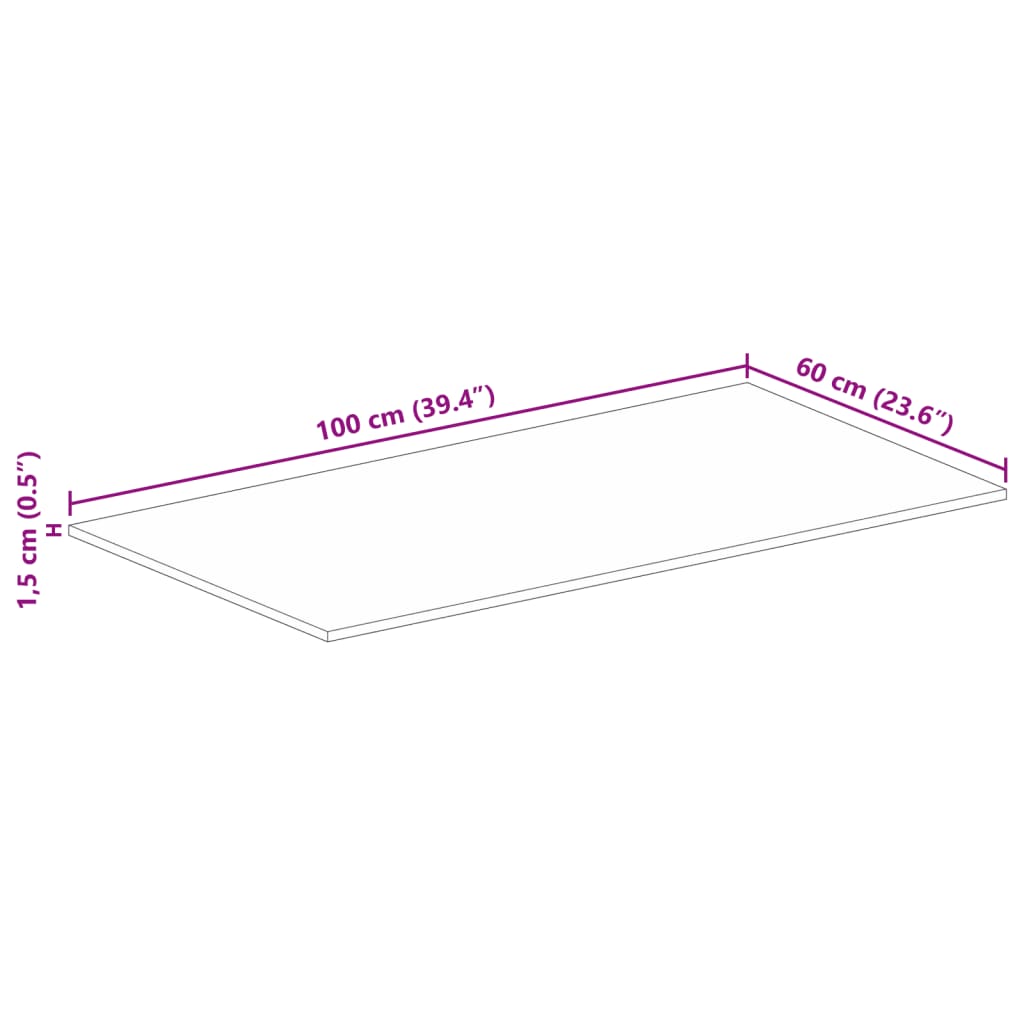 Table Top 100x60x1,5 cm Rectangular Solid Wood Reclaimed