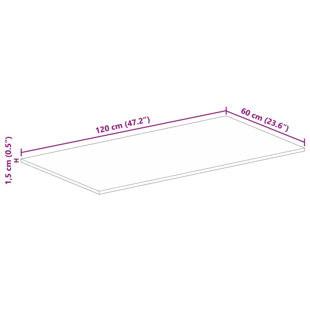 Table Top 120x60x1,5 cm Rectangular Solid Wood Reclaimed
