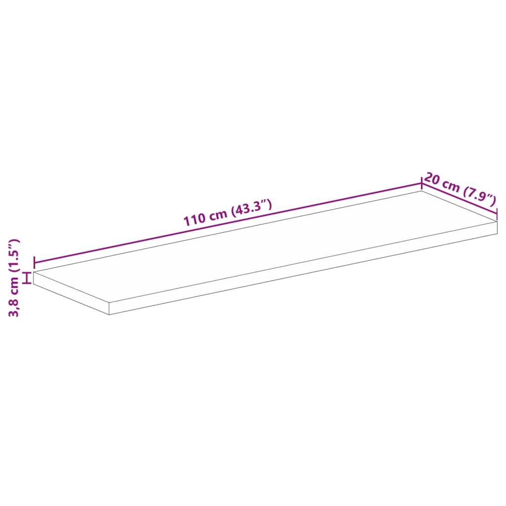 Table Top 110x20x3,8 cm Rectangular Solid Wood Reclaimed