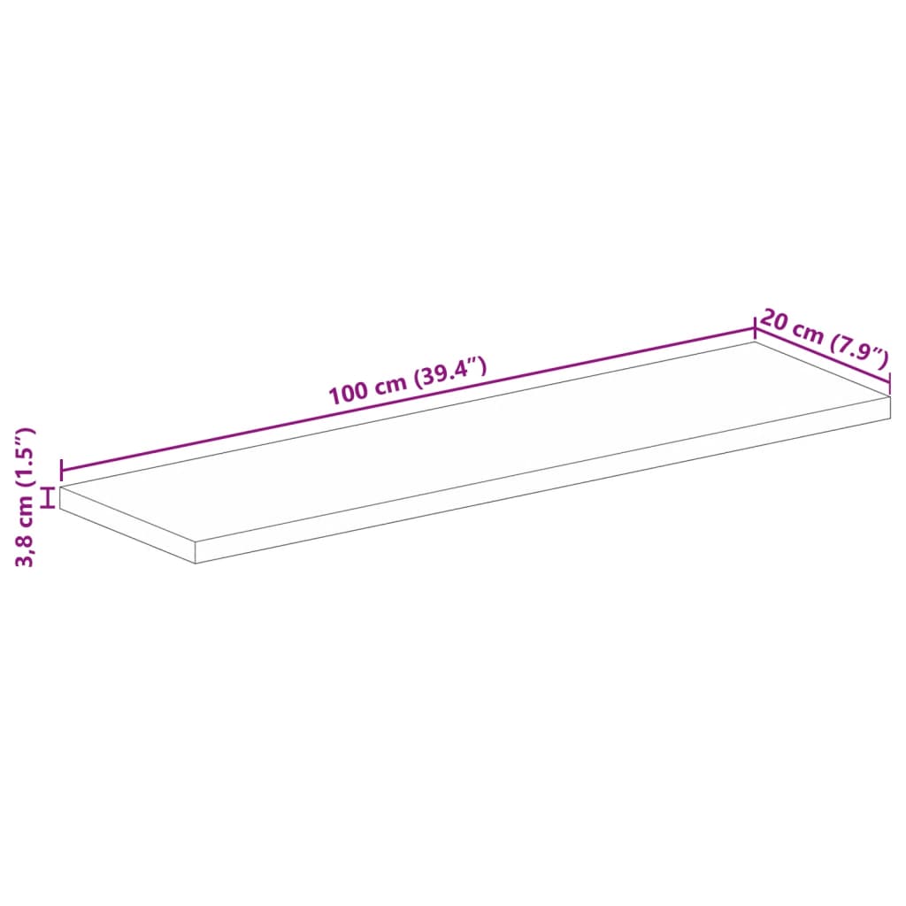 Table Top 100x20x3,8 cm Rectangular Solid Wood Mango