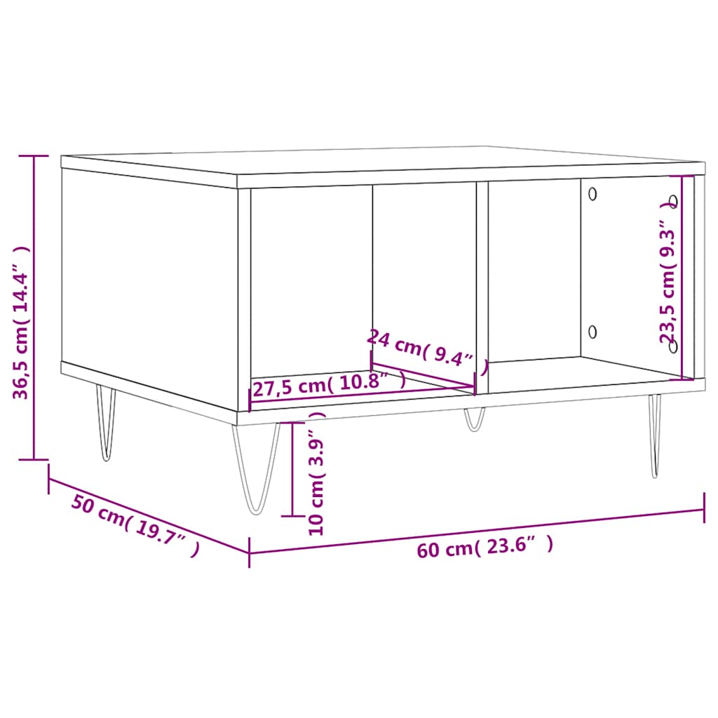 Coffee Table High Gloss White 60x50x36,5 cm Engineered Wood