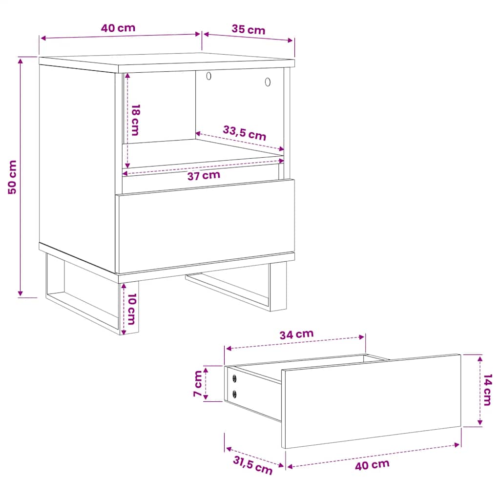 Bedside Cabinets 2 pcs Grey Sonoma 40x35x50 cm Engineered Wood