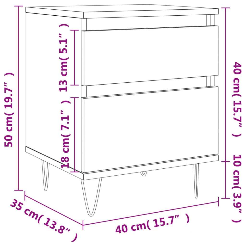 Bedside Cabinet Grey Sonoma 40x35x50 cm Engineered Wood