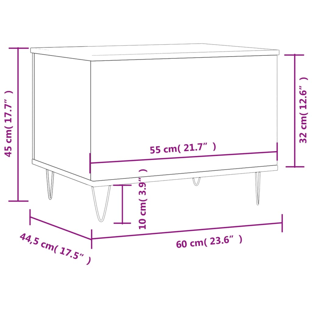 Coffee Table Black 60x44,5x45 cm Engineered Wood