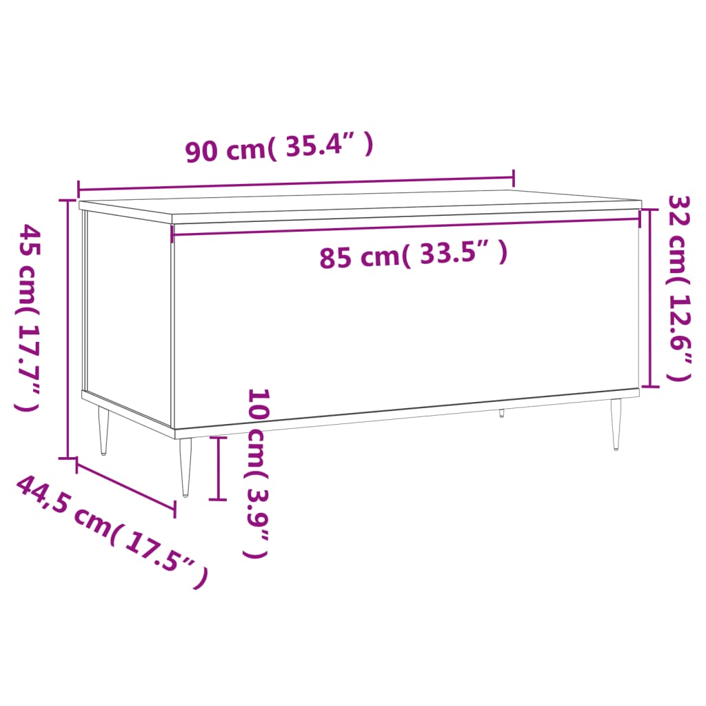Coffee Table Concrete Grey 90x44,5x45 cm Engineered Wood