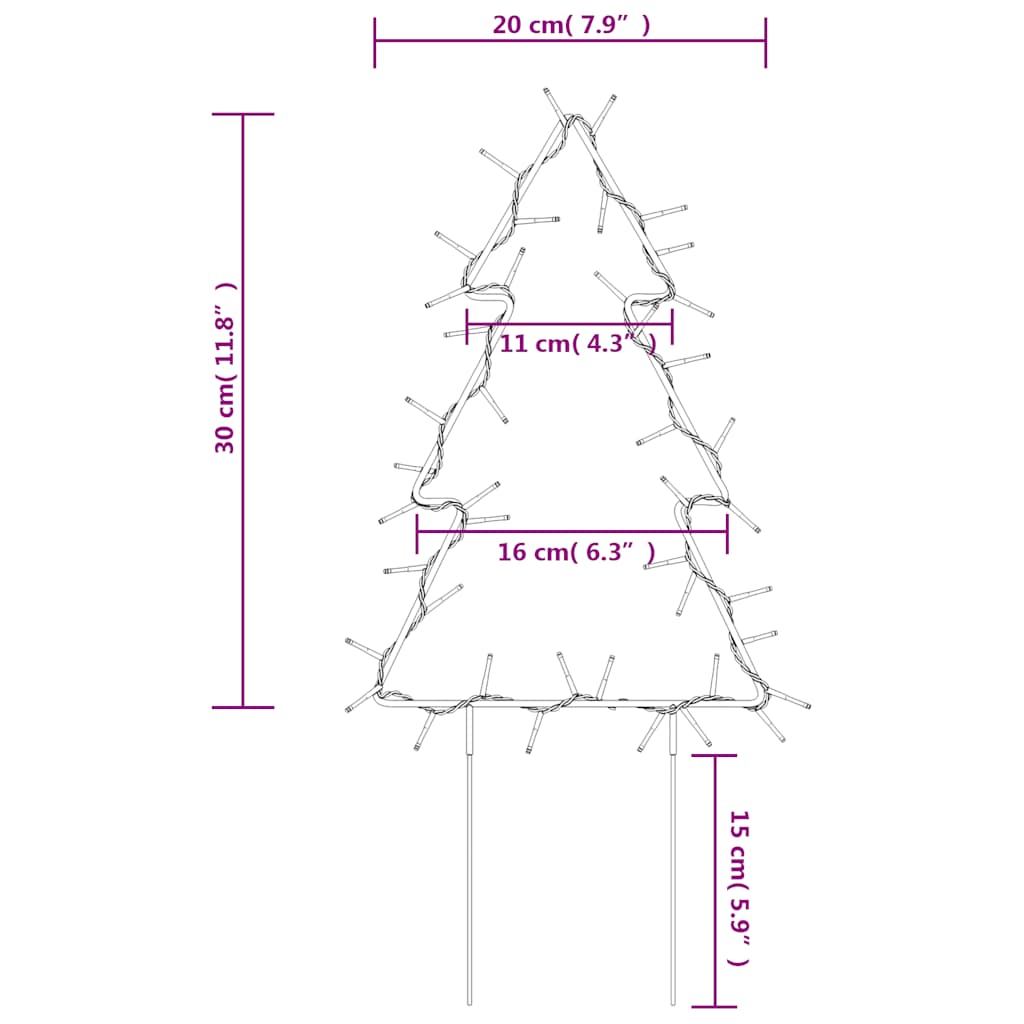 Christmas Light Decorations with Spikes 3 pcs Tree 50 LEDs 30cm