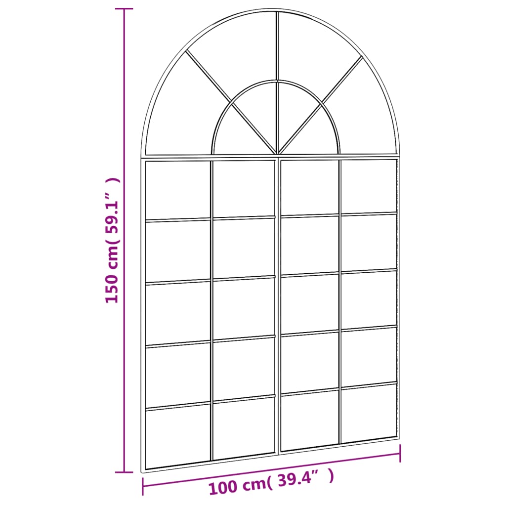 Wall Mirror | Black | Glass, Iron | 150 x 100 cm | Minimalistic