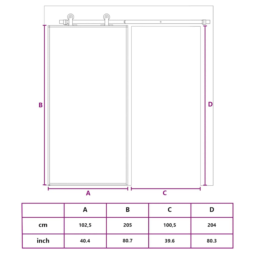 Sliding Door Gold 102,5x205 cm Clear ESG Glass and Aluminium