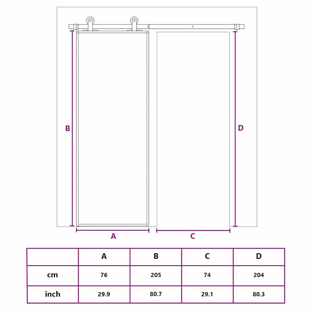 Sliding Door Gold 76x205 cm Clear ESG Glass and Aluminium